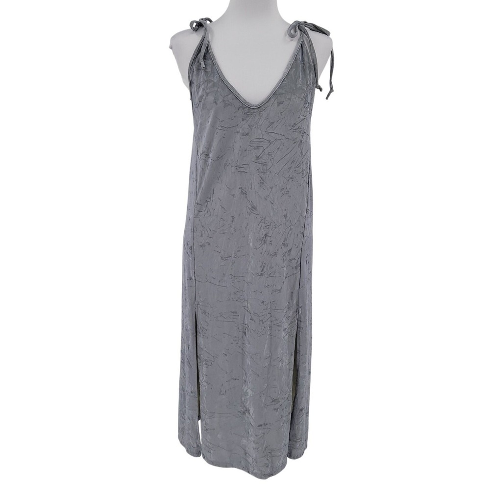 Urban Renewal Crushed Velvet Midi Dress Womens Size XS Grey Slit USA Sustainable